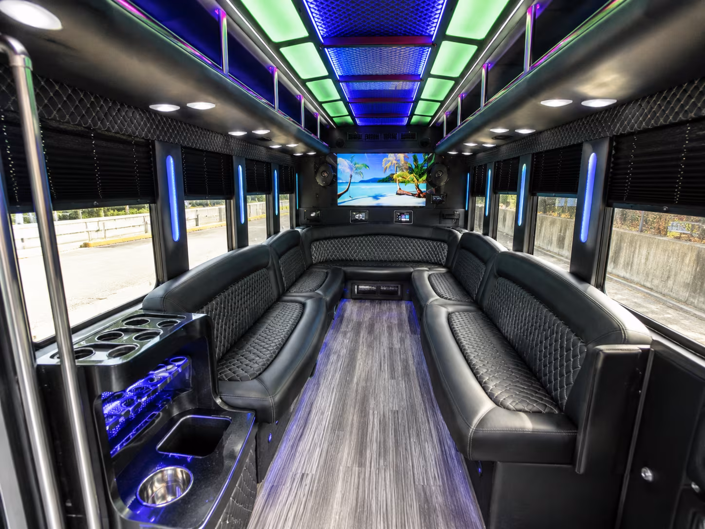 st peters 18 passenger party bus inside