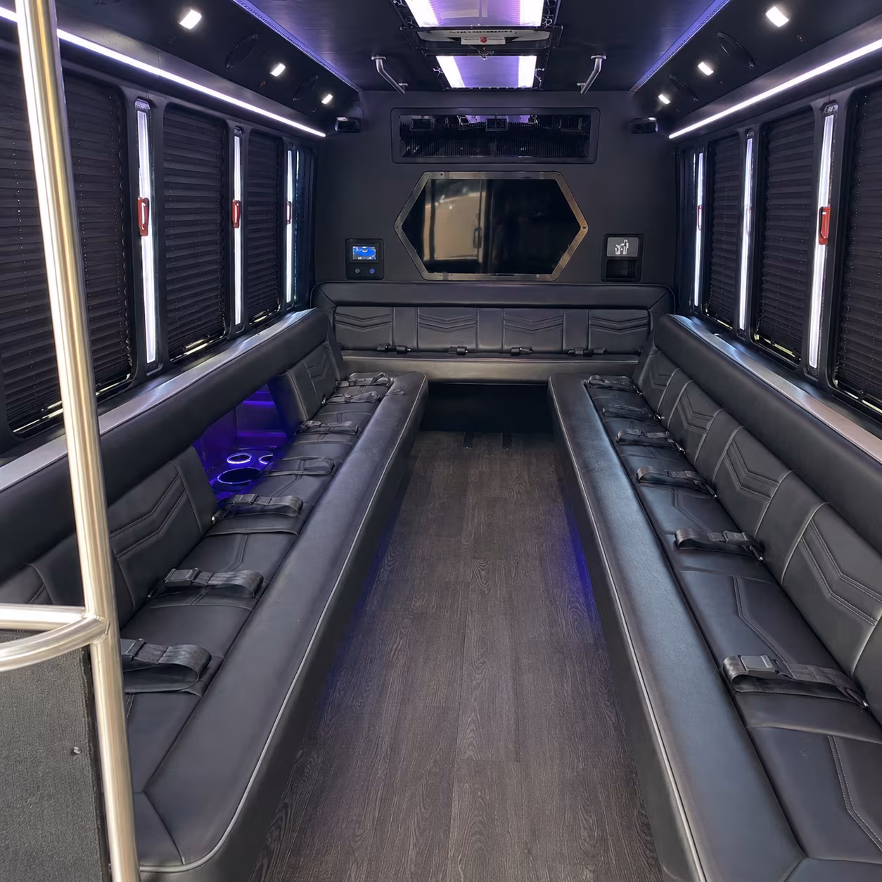 st peters 18 passenger party bus interior