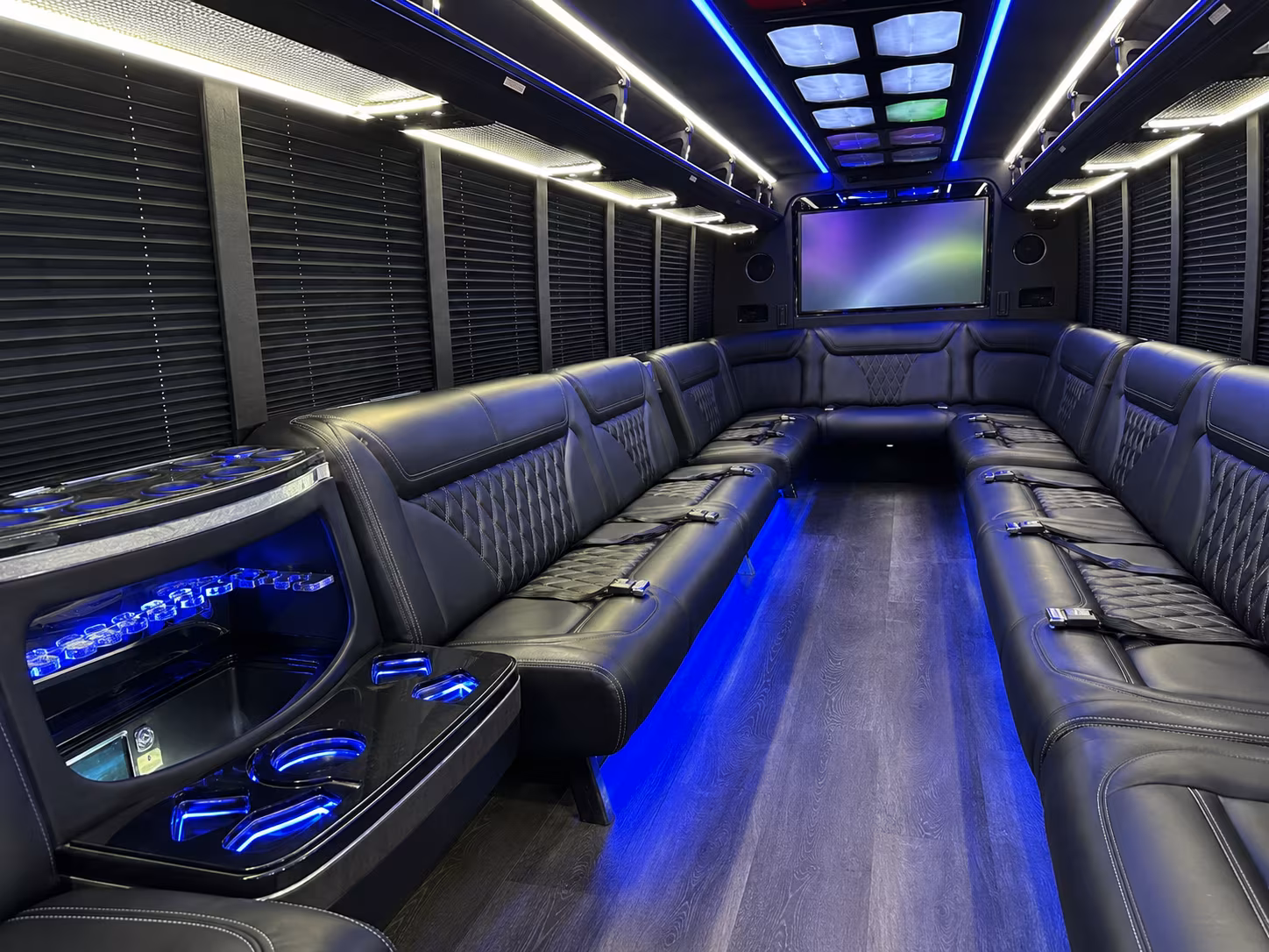 st peters 20 passenger party bus inside