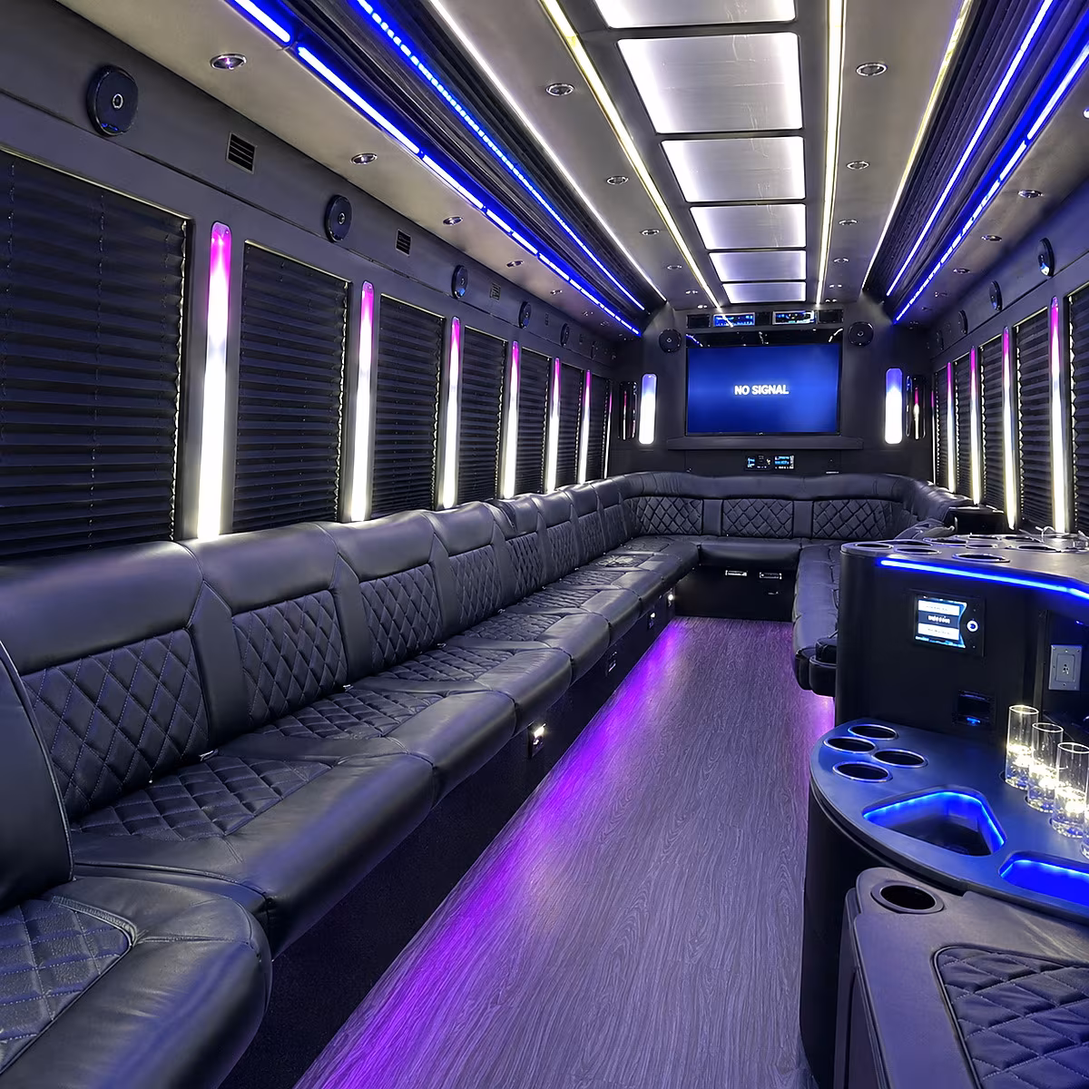 st peters 30 passenger party bus inside