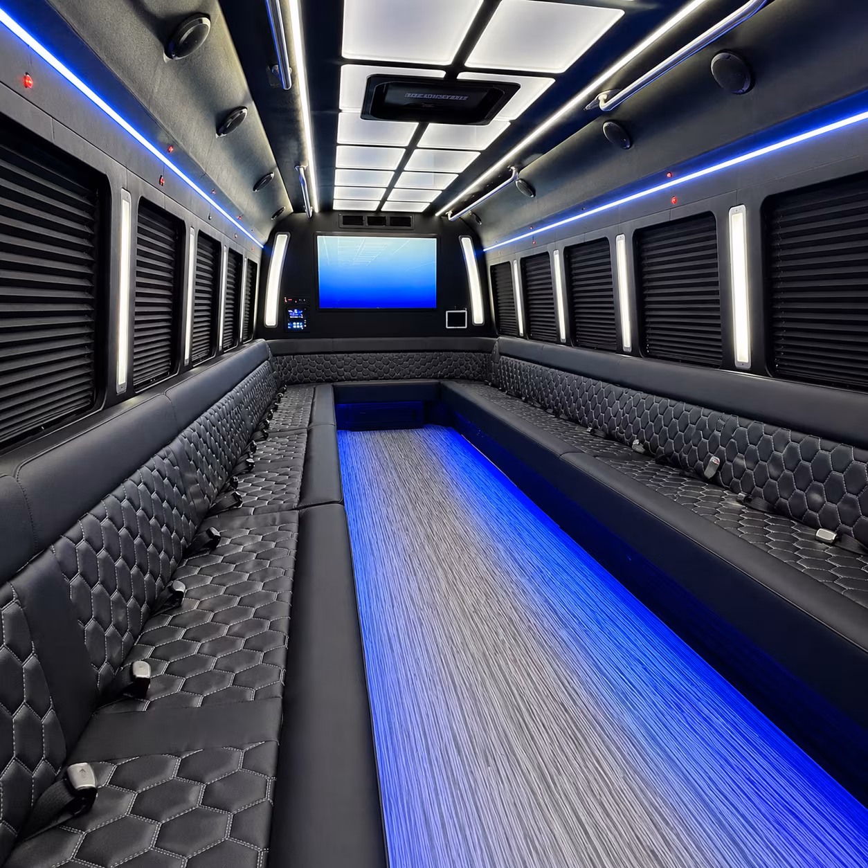st peters 50 passenger party bus inside